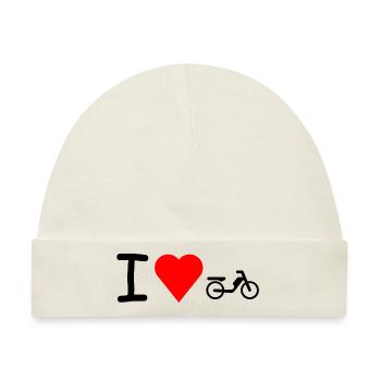 I love Mofa Moped Mokick - Baby Premium Organic Mütze - Naturweiß - Vorne