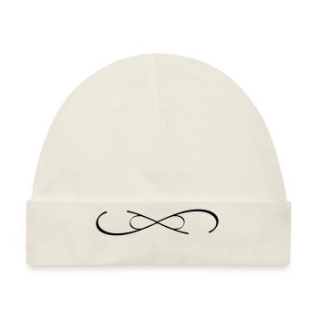 personalisierbar Doppel Infinity Symbol mit Namen - Baby Premium Organic Mütze - Naturweiß - Vorne