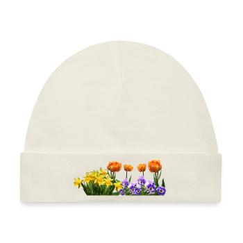 daffodils roses rosen blumen flowers tulips tulpen - Baby Premium Organic Mütze - Naturweiß - Vorne