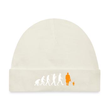 Evolution Hund Dog spazieren gehen walk Geschenk - Baby Premium Organic Mütze - Naturweiß - Vorne