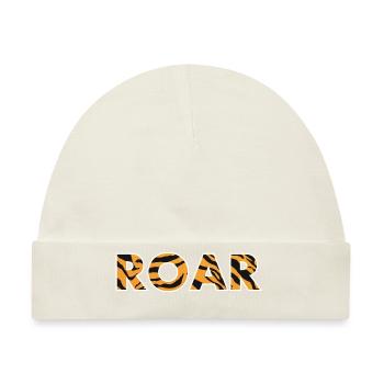 ROAR Gebrüll Schriftzug Tiger Muster Streifen - Baby Premium Organic Mütze - Naturweiß - Vorne