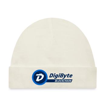 DigiByte Logo mit Text (DGB) - Baby Premium Organic Mütze - Naturweiß - Vorne