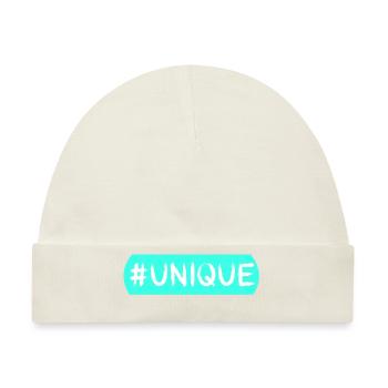 #Unique, Einzigartig, Besonders, Social,Hashtag - Baby Premium Organic Mütze - Naturweiß - Vorne