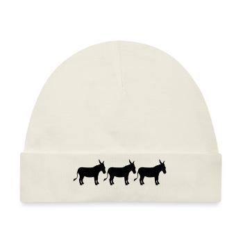 3 freunde crew party reihe esel pferd pony klein p - Baby Premium Organic Mütze - Naturweiß - Vorne