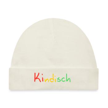 Kindisch, farbenfrohes Design - Baby Premium Organic Mütze - Naturweiß - Vorne