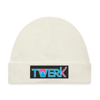 TWERK Logo mit W gefüllt mit Rose - Baby Premium Organic Mütze - Naturweiß - Vorne
