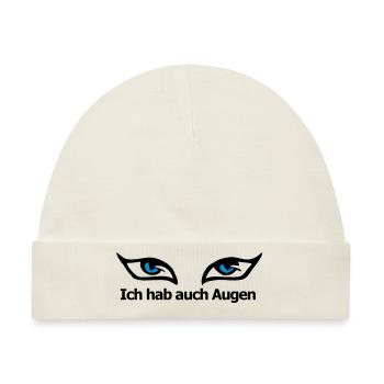 ich hab auch AUGEN - Baby Premium Organic Mütze - Naturweiß - Vorne