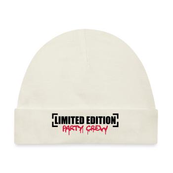 Limited Edition Party Crew Design - Baby Premium Organic Mütze - Naturweiß - Vorne
