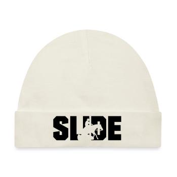 SLIDE Schriftzug Westernreiter Sliding Stop - Baby Premium Organic Mütze - Naturweiß - Vorne