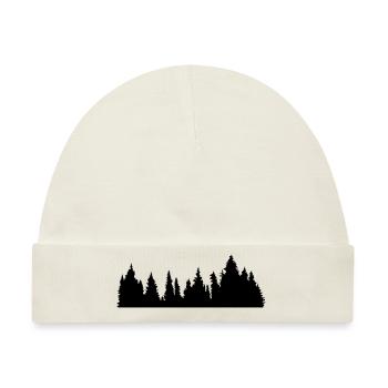 baeume wald nadelwald nadelbaum forst silhouette f - Baby Premium Organic Mütze - Naturweiß - Vorne