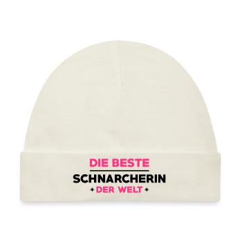 Schnarcher Schnarcherin Schnarchen Schlaf Humor - Baby Premium Organic Mütze - Naturweiß - Vorne