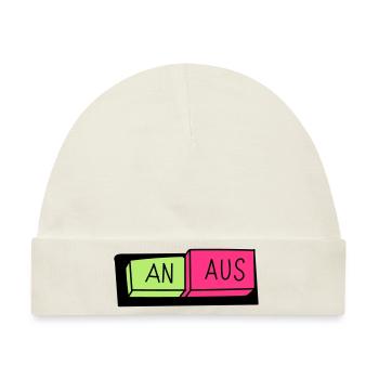 An / Aus Schalter - Baby Premium Organic Mütze - Naturweiß - Vorne