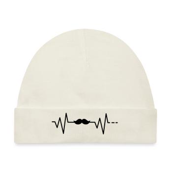 Herzschlag Moustache Schnurrbart Bart Schnauzer - Baby Premium Organic Mütze - Naturweiß - Vorne