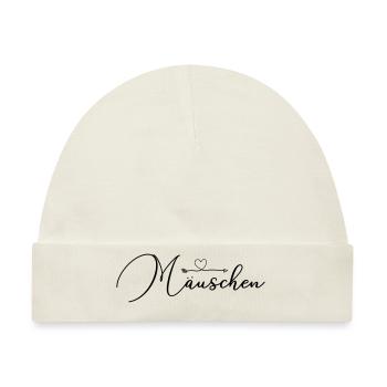 Personalisierbar Maeuschen Herzpfeil - Baby Premium Organic Mütze - Naturweiß - Vorne