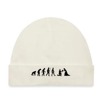 Evolution Brautpaar Braut Antrag Hochzeit heiraten - Baby Premium Organic Mütze - Naturweiß - Vorne