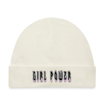 "Girl Power" in einem gefärbten Duo - Baby Premium Organic Mütze - Naturweiß - Vorne