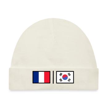 France - Korea - Baby Premium Organic Mütze - Naturweiß - Vorne
