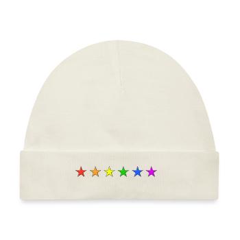 Sterne Regenbogen Farben - Baby Premium Organic Mütze - Naturweiß - Vorne