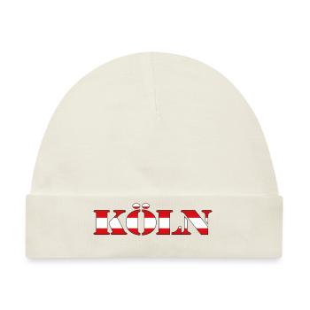"Köln" Rot-Weiss [Stencil] - Baby Premium Organic Mütze - Naturweiß - Vorne