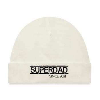 Superdad since 2021 Schrift Spruch - Baby Premium Organic Mütze - Naturweiß - Vorne