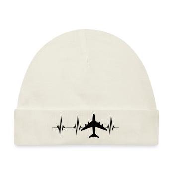 Flugzeug Herzschlag Puls - Baby Premium Organic Mütze - Naturweiß - Vorne
