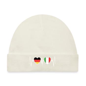 Deutschland und Italien Italienisch Flaggen Flagge - Baby Premium Organic Mütze - Naturweiß - Vorne