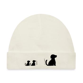 Familie brave sitzende Hunde - Baby Premium Organic Mütze - Naturweiß - Vorne