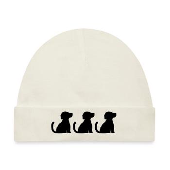3 brave sitzende Hunde - Baby Premium Organic Mütze - Naturweiß - Vorne