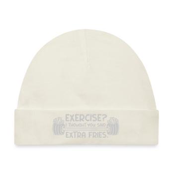 Exercise Extra Fries Zitat - Baby Premium Organic Mütze - Naturweiß - Vorne