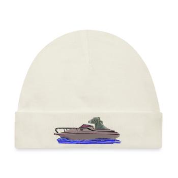 Esel fährt Boot Donkey in the boat - Baby Premium Organic Mütze - Naturweiß - Vorne
