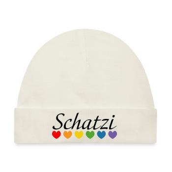Regenbogenherz Schatzi LGBT lgbtqi queer - Baby Premium Organic Mütze - Naturweiß - Vorne