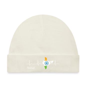 Bharat Herzschlag Ich liebe Indien Flagge - Baby Premium Organic Mütze - Naturweiß - Vorne