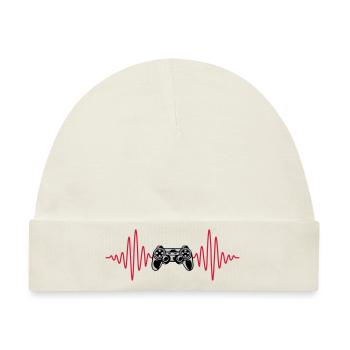 Puls Konsole Retro Controller - Baby Premium Organic Mütze - Naturweiß - Vorne