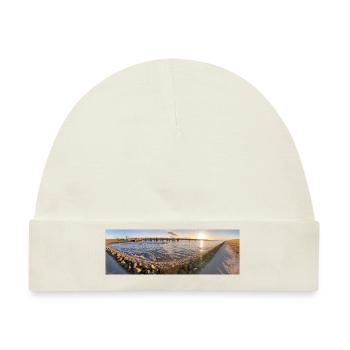 Panorama Sonnenuntergang Husum - Baby Premium Organic Mütze - Naturweiß - Vorne
