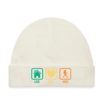 Live Love Hike Mountaineering Trekking Hiker Outdo - Baby Premium Organic Mütze - Naturweiß - Vorne