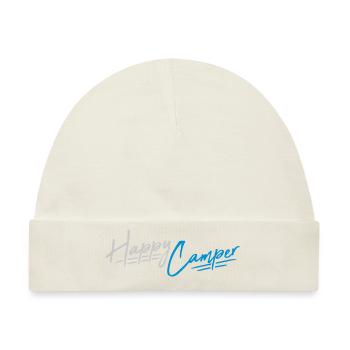 Happy Camper Camping Design - Baby Premium Organic Mütze - Naturweiß - Vorne