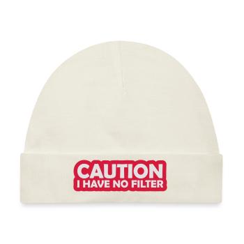 caution no filter Zitat - Baby Premium Organic Mütze - Naturweiß - Vorne