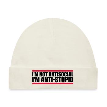 not antisocial anti stupid - Baby Premium Organic Mütze - Naturweiß - Vorne