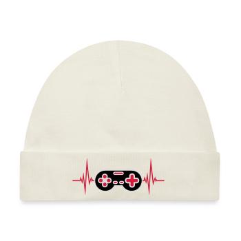 Puls Herzschlag Retro Gamer - Baby Premium Organic Mütze - Naturweiß - Vorne