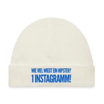 Wie viel wiegt ein Hipster? 1 Instagramm! NEU NEW - Baby Premium Organic Mütze - Naturweiß - Vorne