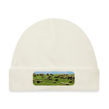 Schafherde am weiden - Baby Premium Organic Mütze - Naturweiß - Vorne