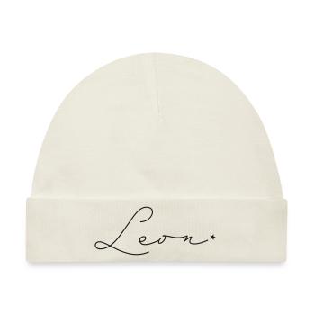 Name Leon - Baby Premium Organic Mütze - Naturweiß - Vorne