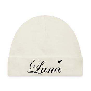 Luna schöner Name Black - Baby Premium Organic Mütze - Naturweiß - Vorne