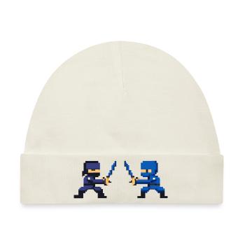 PixelArt, Ninja Fight - Baby Premium Organic Mütze - Naturweiß - Vorne