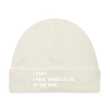 Gym Spruch - Baby Premium Organic Mütze - Naturweiß - Vorne
