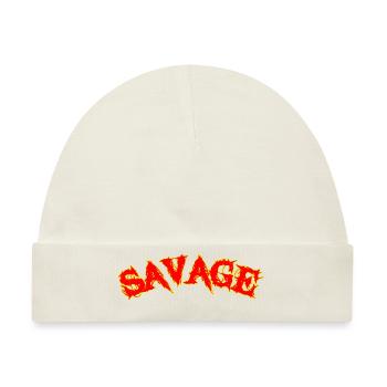 Savage Lettering Metal Musikstil - Baby Premium Organic Mütze - Naturweiß - Vorne