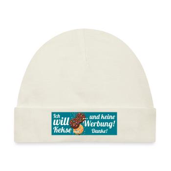 Ich will Kekse und keine Werbung! Keine Werbung! - Baby Premium Organic Mütze - Naturweiß - Vorne