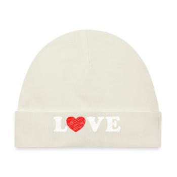 Love Herz Scribble - Baby Premium Organic Mütze - Naturweiß - Vorne