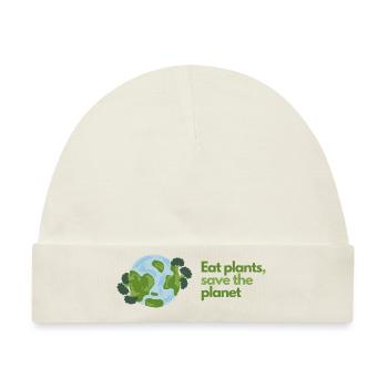 Eat plants save the planet - Vegan - Baby Premium Organic Mütze - Naturweiß - Vorne