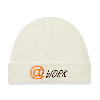 at-Symbol und das Wort work - Baby Premium Organic Mütze - Naturweiß - Vorne